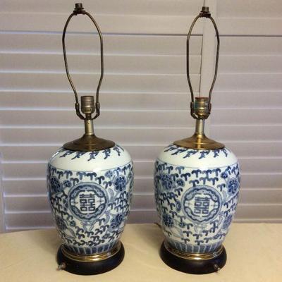 MMT108 Pair Of Oriental Ginger Jar Lamps