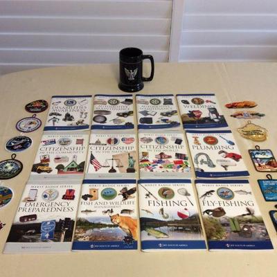 MMT182 Boy Scout Patches, Stein & Merit Badge Books