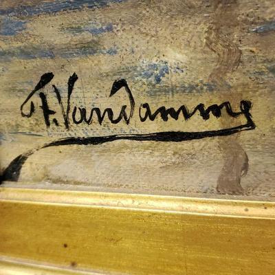 Original painting by listed artist Frans Van Damme (Belgian / 1858-1925).  