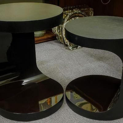 Pair of THIERRY LEMAIRE three-dimensional R12 patinated lacquer side tables. 