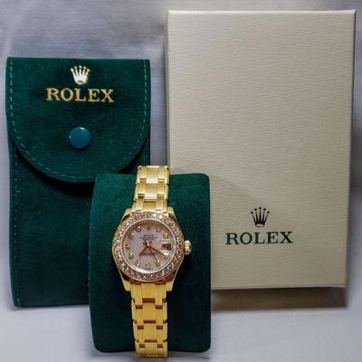 ROLEX Luxury Ladies Watch - 18K (750) Gold & 2 Total Carats of Diamonds. Rolex Oyster Perpetual Datejust Superlative Chronometer. Thick...