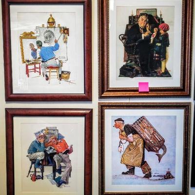 Norman Rockwell framed lithographs.