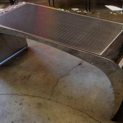 LOUIS A. LARA for Brueton polished steel "Selina K" cocktail coffee table.  