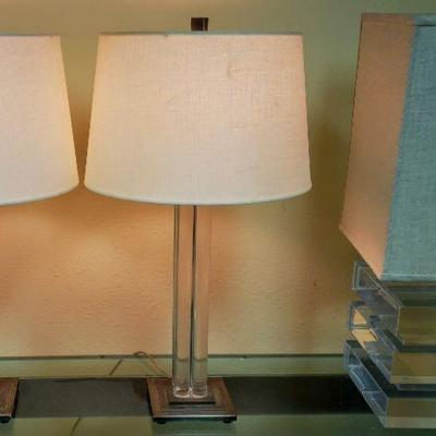 Lucite table lamps.