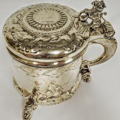 Late 1800's 830 Silver Danish Tankard. 