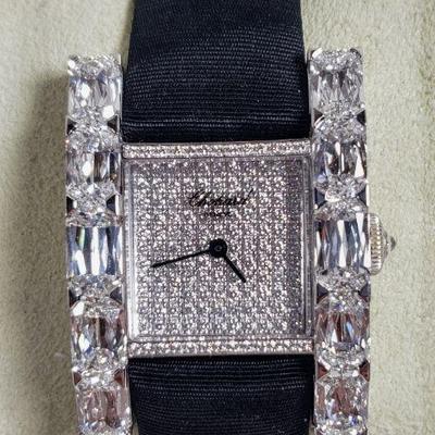 CHOPARD Custom Luxury Ladies Watch - 18K (750) White Gold. Over 29 Total Carats of Diamonds. Cushion & Rose cut diamonds. $150,000