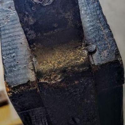 Large antique British tavern hand-painted wood & forged iron double sided framed sign.