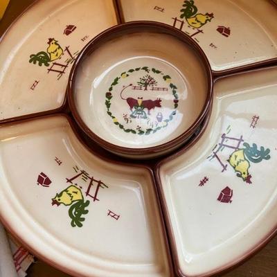 Mid Century Brock of Calif. Lazy Susan Farmhouse Rooster