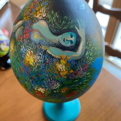 Vintage Russian Lacquer Egg/Stand