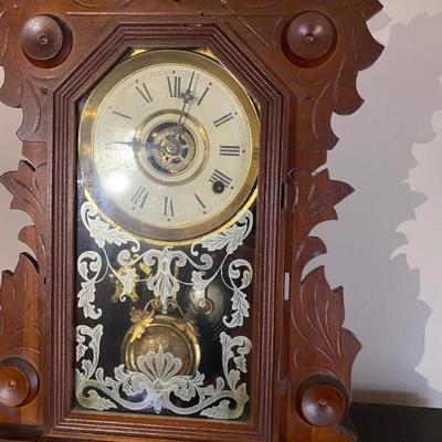 Vintage Wm.Gilbert Clock Co, Swan, Kitchen Alarm Clock,Mahogany Fretwork Case