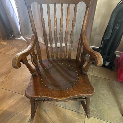 antique leather seat chair