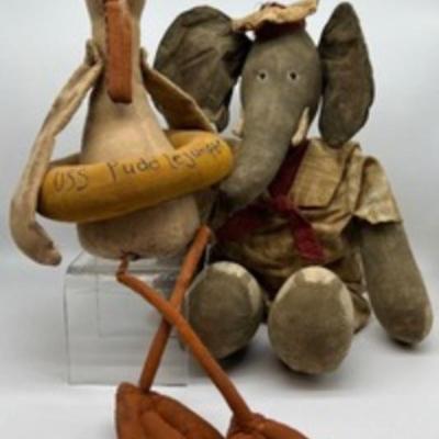 Artisan Primitive Dolls - USS Puddle Jumper Duck and Elephant

This adorable signed 2007 pair look like they are ready for some fun...