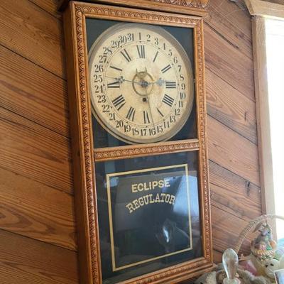 Antique Eclipse Regulator Wall Clock