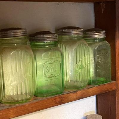 Classic green glass jars 