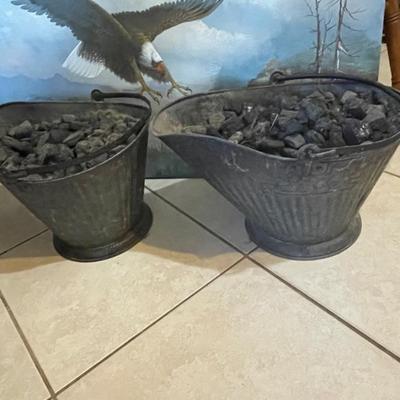 Antique Reeves Coal Scuttle Buckets 