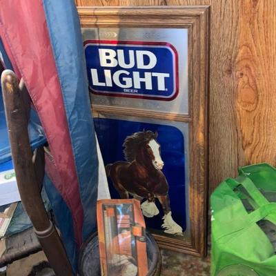 BUD LIGHT mirrored Clydesdale advertising sign