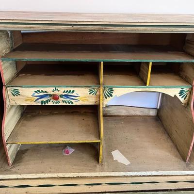 Folk Art painted secretary desk.  30"wide, 46"tall, 18"deep