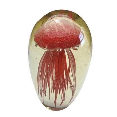 Incredible Art Glass Jellyfish 5.5" Paperweight