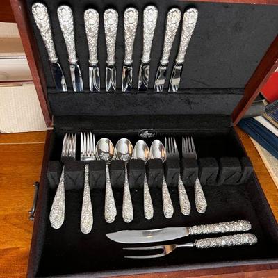 S. Kirk & Son Sterling Silver Repousse Flatware, Service For Eight In Case - 50 Pieces Total