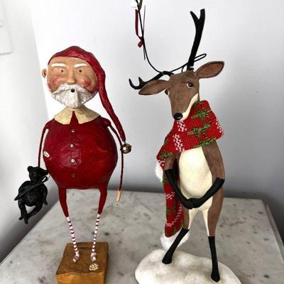 Santa Clause By Lori Mitchell & Reindeer Figurine