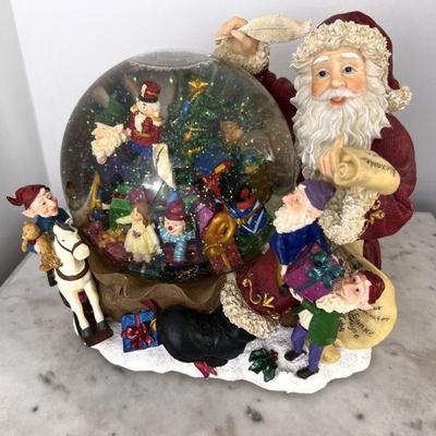 Huge Santa & Elves Musical Snow Globe