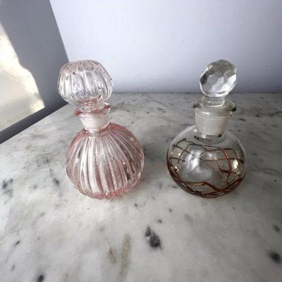 Pair of Vintage Glass Scent Bottles