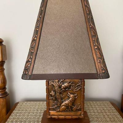 Albert Gilles (French, 1895-1979) Copper Repousse "The Fox & The Crow" Lamp For Le Christorama