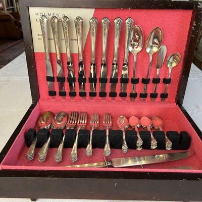 52-Piece Silverplate Holmes & Edwards Flatware & Sterling Handled Carving Set In Case