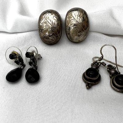Three Pairs of Earrings, Two Sterling