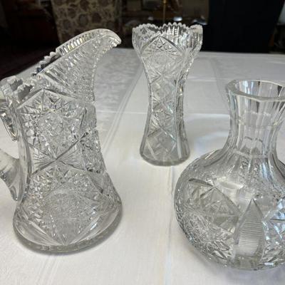 Very Fine Antique American Brilliant Cut Glass Trio