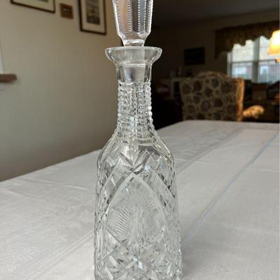 Antique American Brilliant Cut Glass Decanter With Stopper