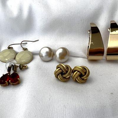Five Pairs Of Gold Tone Earrings