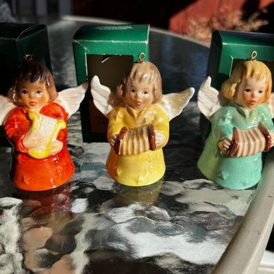 1978-1979 Trio Of Goebel Ceramic Bell Christmas Tree Ornaments
