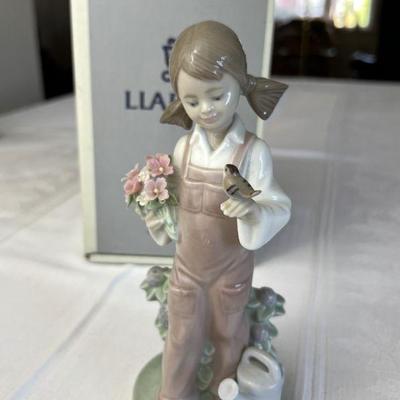 Vintage 1983 Lladro "Spring Girl" Glazed Porcelain Figurine, Retails For $390 (with Original Box)