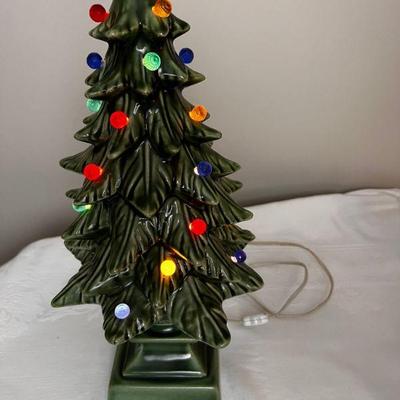 Vintage Ceramic Christmas Tree with Faceted Ball Lights
