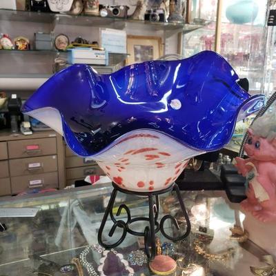 beautiful art glass with stand