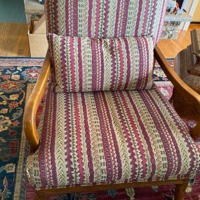 Century Furniture Maghoany Arm Chair with Rope Design Fabric