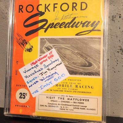 1960 Winner of Indy 500 Vintage Rockford Speedway Booklet Signed by Jim Rathman after winning the Indy 500