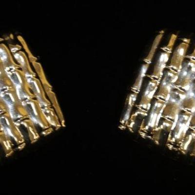 1175	PAIR OF 14K YELLOW GOLD SQAURE CLIP ON EARRINGS 4.6 DWT
