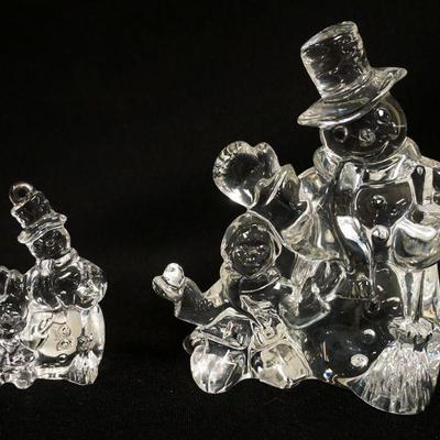 1123	2 WATERFORD LEAD CRYSTAL 2007 SNOWMAN SCULPTURES, APPROXIMATELY 6 IN & 3 1/4 IN

