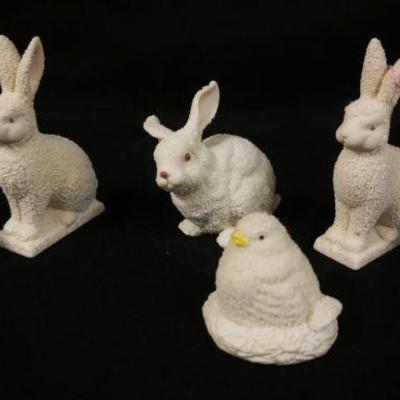 1029	DEPARTMENT 56 LOT OF 6 EASTER RABBITS & CHICK, LARGEST IS APPROXIMATELY 5 1/2 IN HIGH
