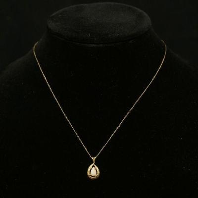 1260	14KT YELLOW GOLD NECKLACE, 1.1 DWT INCLUDING STONES, APPROXIMATELY 17 IN LONG
