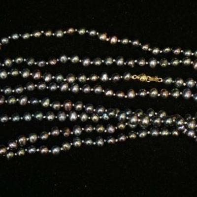 1285	SINGLE STRAND CULTURED FRESH WATER PEARL NECKLACE W/14K GOLD CLASP
