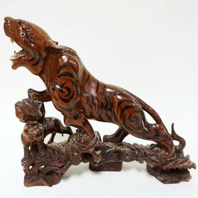 1007	ASIAN WOOD CARVING OF TIGER, APPROXIMATELY 10 1/2 IN
