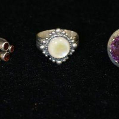 1280	5 STERLING SILVER RINGS, 1.055 OZT INCLUDING STONES
