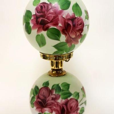 1066	GONE WITH THE WIND STYLE LAMP, ELECTIRC W/HAND PAINTED ROSES, APPROXIMATELY 23 IN HIGH
