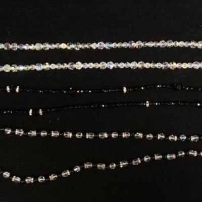 1202	3 COSTUME BEADED NECKLACES, ONE SIGNED LES BERNARO INC, LONGEST APPROXIMATELY 34 IN
