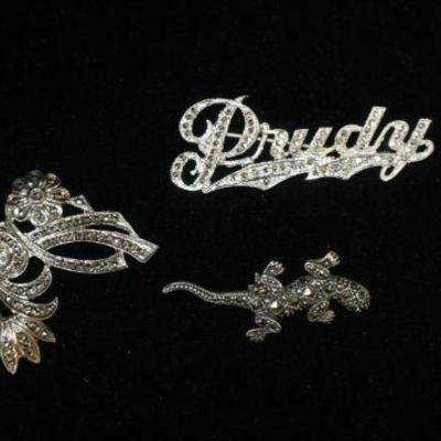 1282	4 STERLING & MARCASITE BROOCHES/PINS, 1.206 OZT OVERALL
