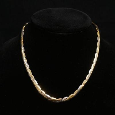 1184	BRASS & STERLING INTERTWINED CUFF NECKLACE
