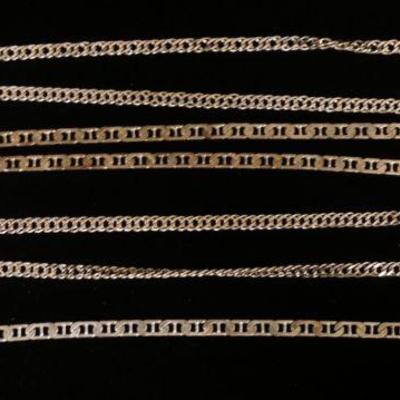 1291	STERLING SILVER CHAIN LINK 3 NECKLACES & BRACELET, LONGEST CHAIN APPROXIMATELY 27 IN, 2.81 OZT
